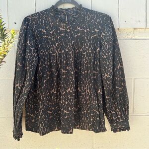 Rails Black and Brown Patterned Blouse